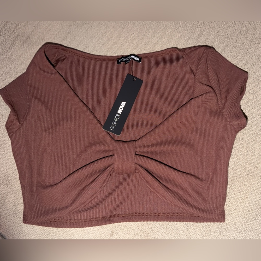 Fashion Nova Chestnut Ribbed Crop Top
